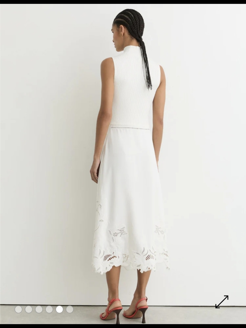 Reiss Ivory Phoenix Knit Woven Midi 2 $440 - Picture 5 of 8